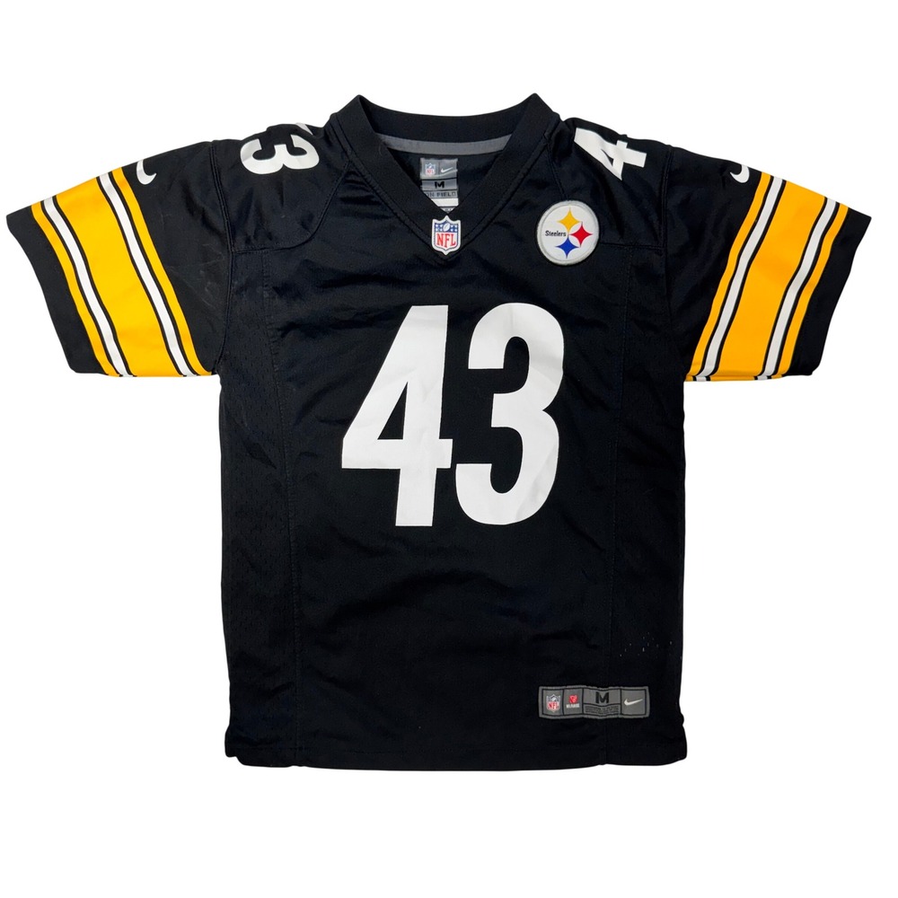 Nike Pittsburgh Steelers Troy Polamalu 43 Jersey Kids Medium 10/12 Black NFL